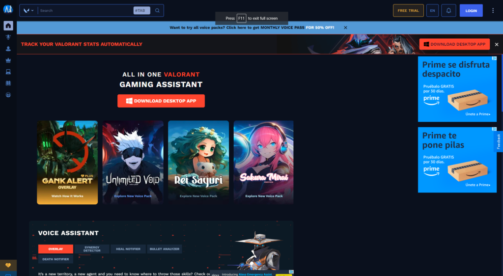 Recent screenshot of senpai.gg's homepage.